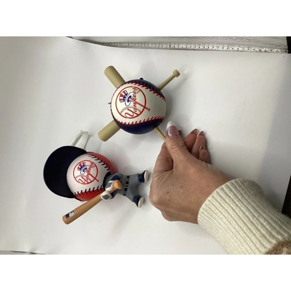 2 Hallmark MLB Yankees Christmas Tree Ornaments